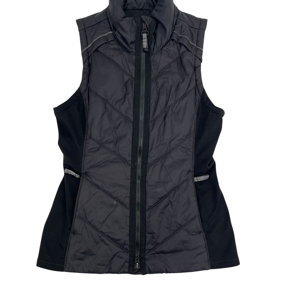 Athleta Womens Black Primaloft Hybrid Puffer Vest Quilted Full Zip Size M
